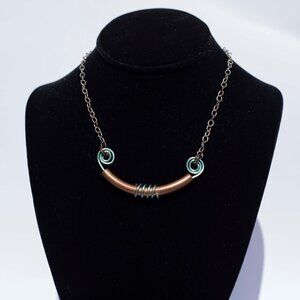 Handcrafted Copper Art Necklace | Whimsical Metallic Fun Jewelry | Hippie Boho